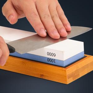Knife Sharpening Stone–Whetstone 1000/6000 Grit, Whetstone Knife Sharpener with NonSlip Base, Best Wet Stone Sharpening Kit, Angle Guide