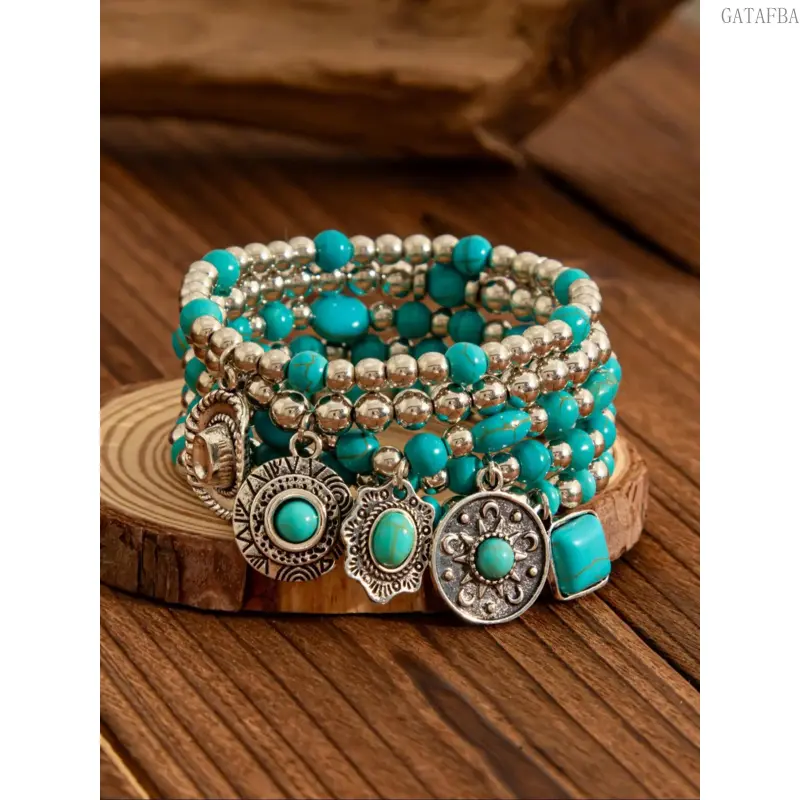 Boho Turquoise Open Cuff Bangle Unisex All-match Exquisite Jewelry Birthday Gift