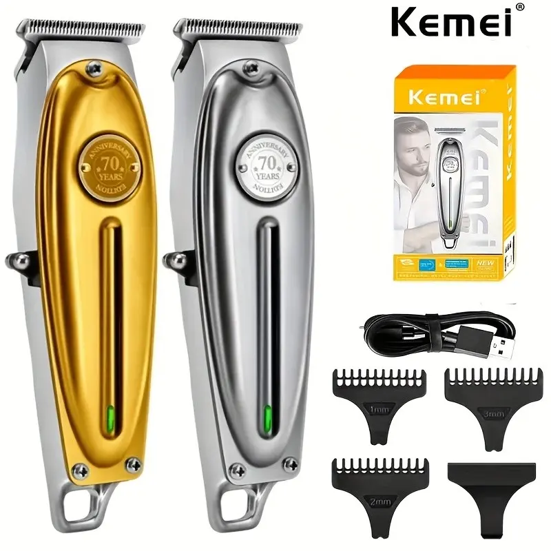 Kemei 1949 Hair Clipper Finishing Hair Cutting Machine Electric Barber Full Metal Professional Salon Clippers Cordless Beard Hair Trimmer Men