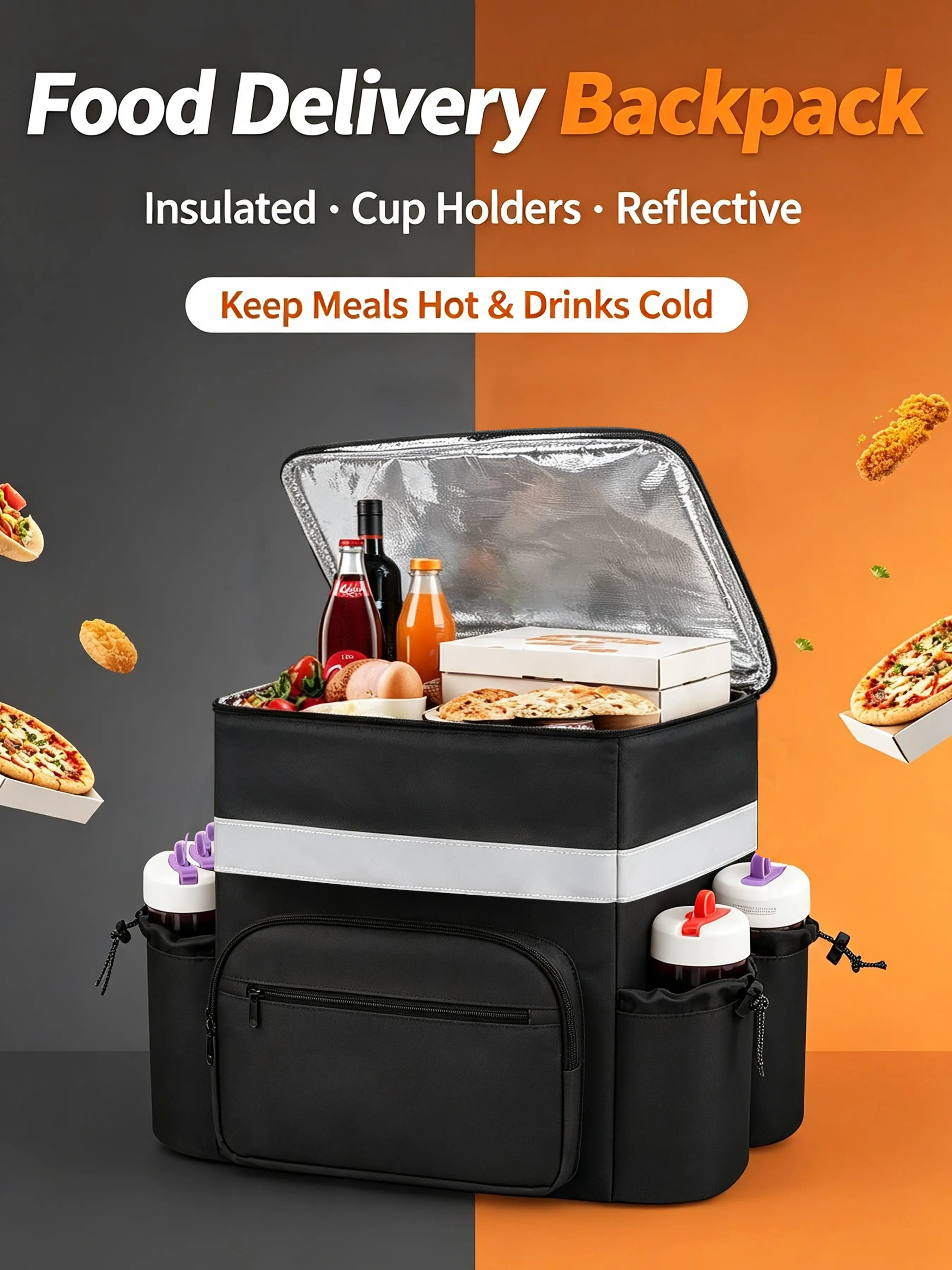 Extra Large Delivery Backpack Waterproof Thermal Insulated Pouch Lunch Container Pizza Storage Bag Delivery Backpack Organizer Gift