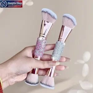Rhinestone Dual-End Makeup Brush, Soft Bristle Beauty Tool for Foundation, Powder, Blush and Contour, Multi-Functional Makeup Applicator, Sparkling Handle Cosmetic Brush for Daily Makeup, Travel Kit, Beauty Routine and Professional Use
