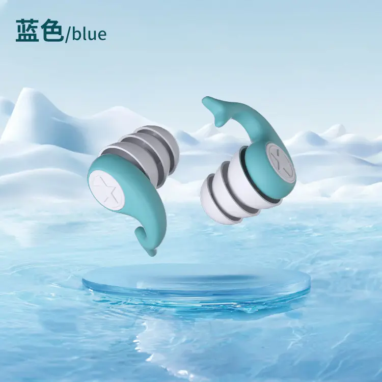 Silicone dolphin earplugs - swimming, waterproof, ultra-quiet, noise reduction for work & study - soft, triple-layer protection