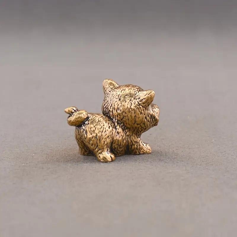 Brass Chinese Zodiac Dog Figurine Feng Shui Lucky Wealth Statue Vintage Home Office Desk Decor Ornament Handcrafted Metal Art Perfect Gift for Family Friends