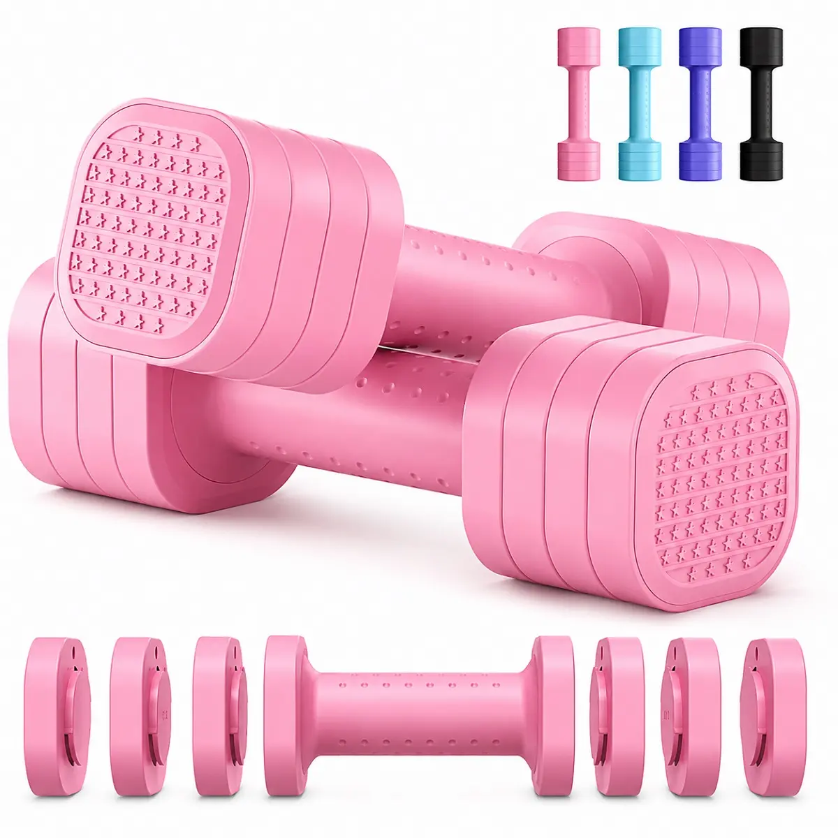 Women's 2-Piece 4-in-1 Adjustable Dumbbells, Home Fitness Free Weight Handheld Training Equipment