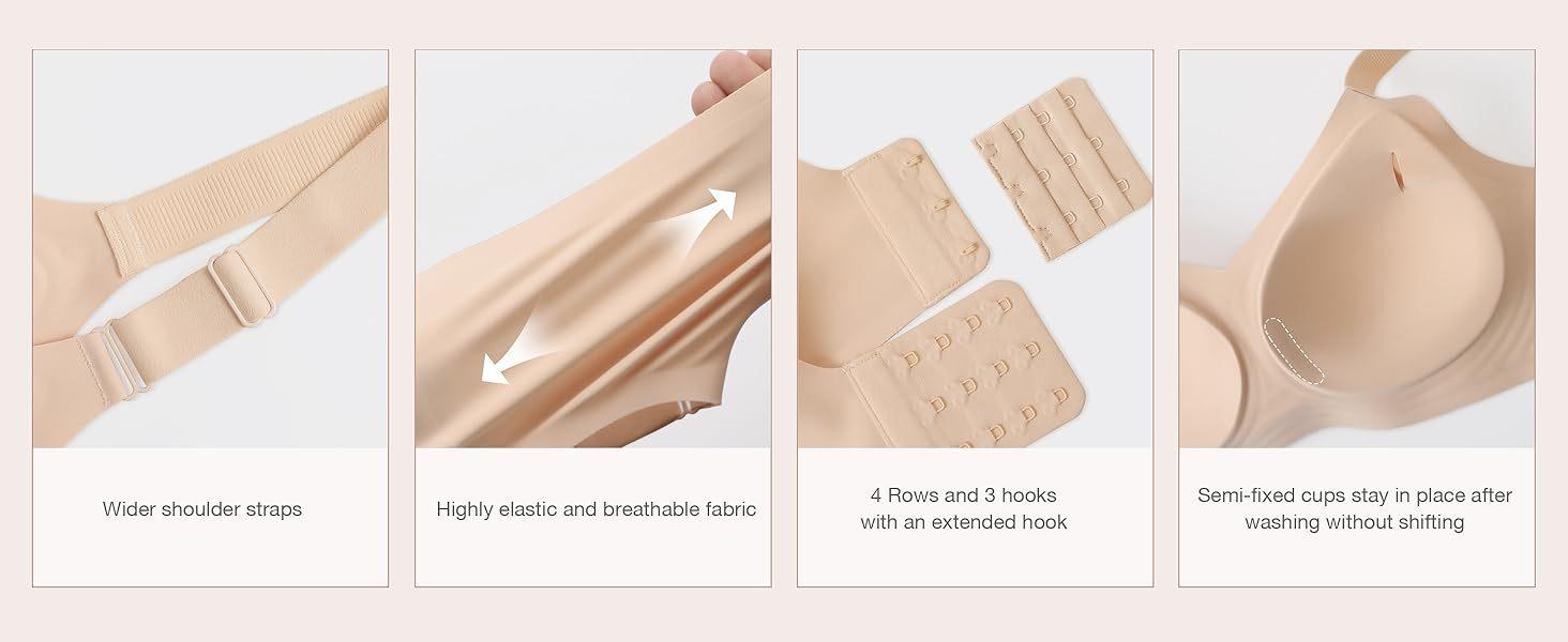 LetsJoli Women's Wirefree Bra, Full Coverage & Push Up Support Comfort Plus Size Bra