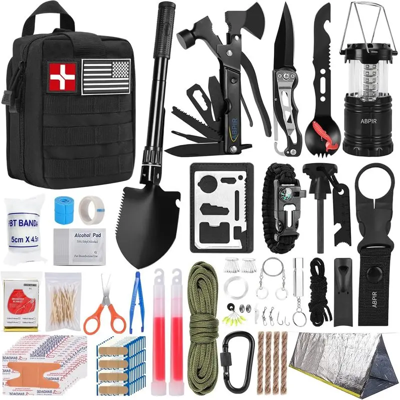 171PCS First Aid Kit with Gear, First Aid Supplies, Emergency Tent, and MOLLE Nylon Bag, Ideal for Car, Travel, Home, Outdoor Adventures, for Men, Christmas, Teens : Sports & Outdoors