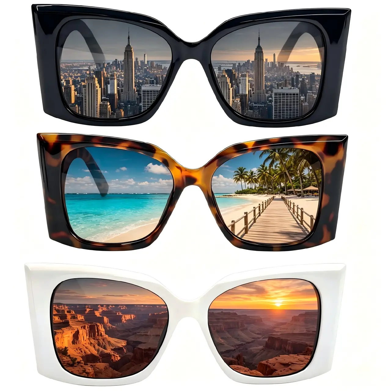 Cat-Eye Vintage Sunglasses for Men & Women Oversized Ladies Sun Glasses UV400 Large Frame Butterfly Shape Sunglasses