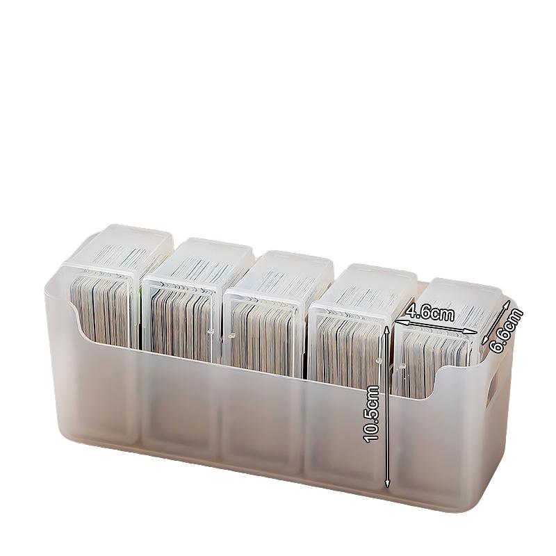 2pc Card Storage Box with 5 Compartments, PP Material Transparent Organizer for Cards & Postcards, Ideal for Young Adults & Students, Durable Plastic Organizers
