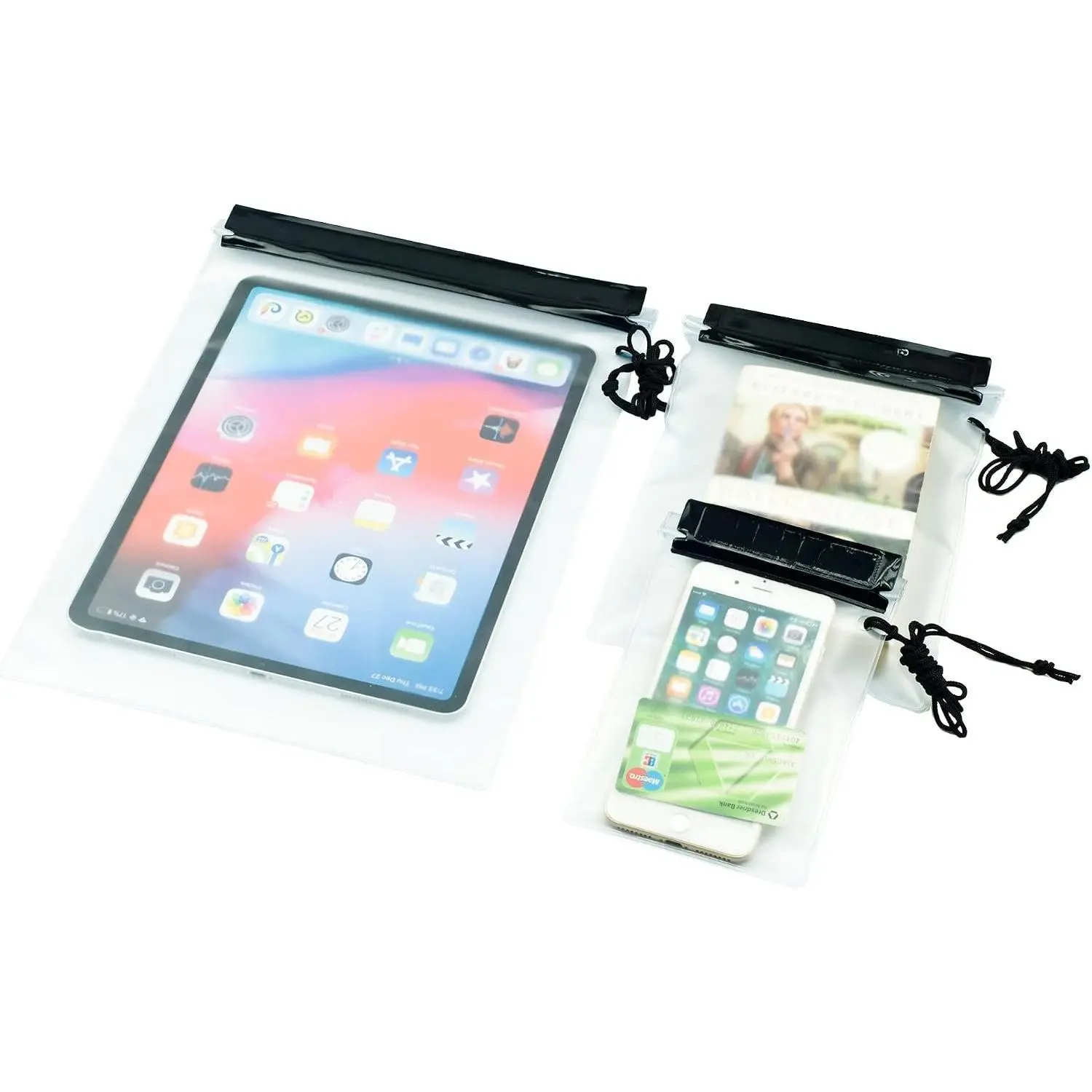 Clear  Bag,  Document Pouch Passport Holder Water Tight Map Case  Pouch Water Proof Small Dry Bags for Kindle Phone Tablet Camera, Kayak Boat PaddleBoard