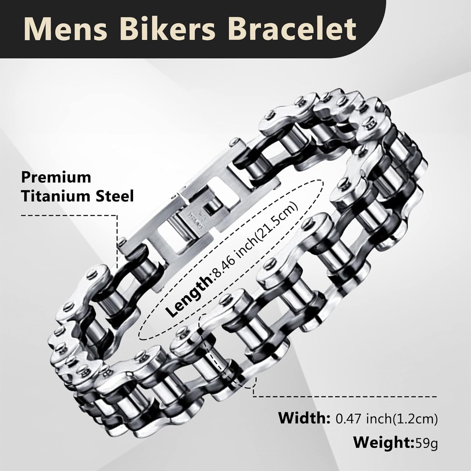 Cassieca Stainless Steel Motorcycle Bike Chain Bracelet for Men Cassieca Stainless Steel Motorcycle Bike Chain Bracelet for Men