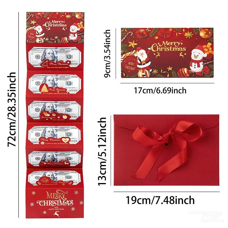 4 Pack Christmas Santa Dollar Folding Red Envelopes Gold Stamping Gift Pack with Ribbon 6 Slot DIY Holiday Cash Envelopes for Party and Festive Decorations,Money Christmas Cards with Envelopes,Surprise Christmas Gifts,Birthday Gifts Xmas Party Supplies