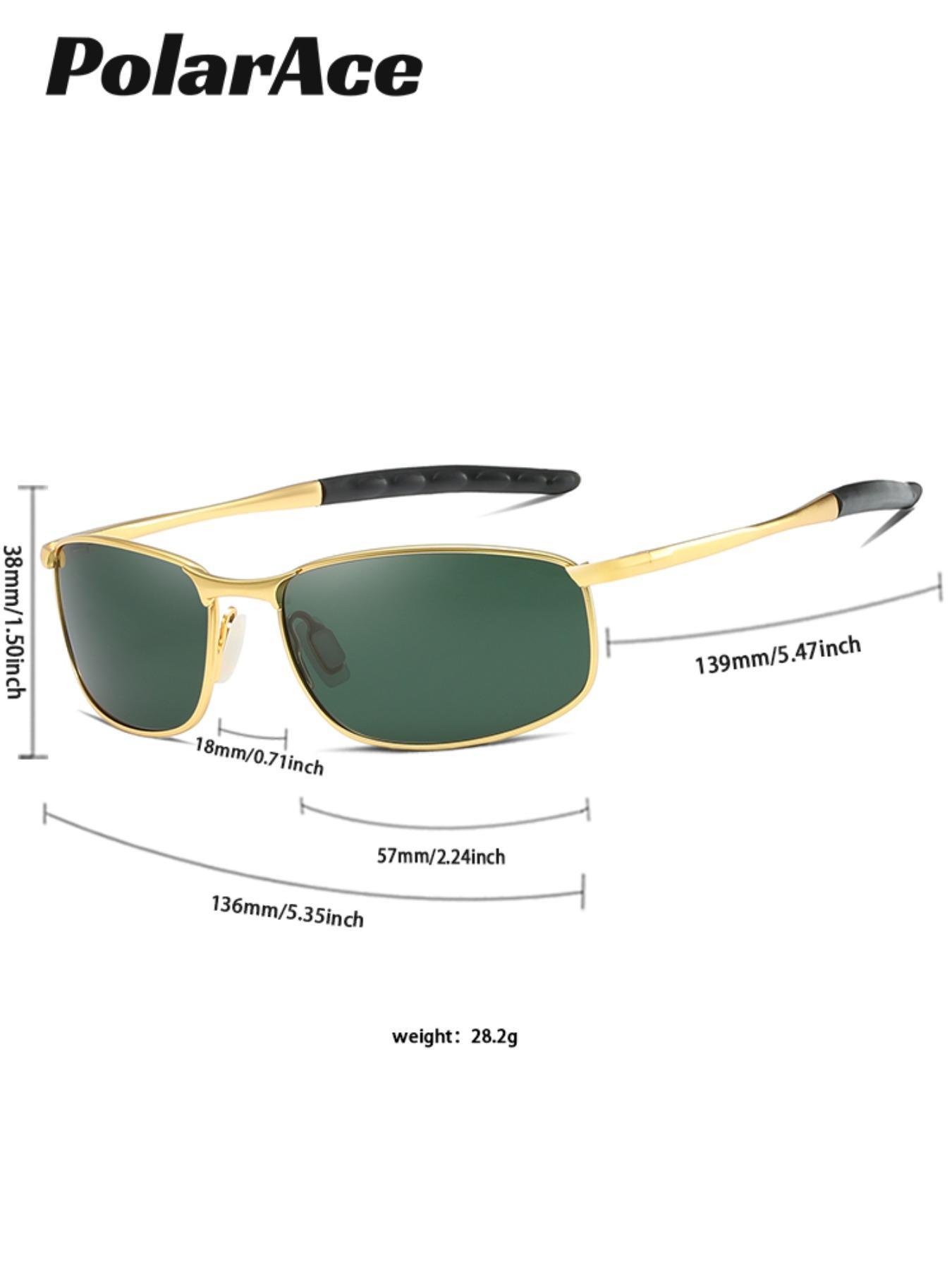 1 Piece PolarAce Unisex Business Style Reviving Classic Charm Rectangular Full Frame Polarized Sunglasses UV400