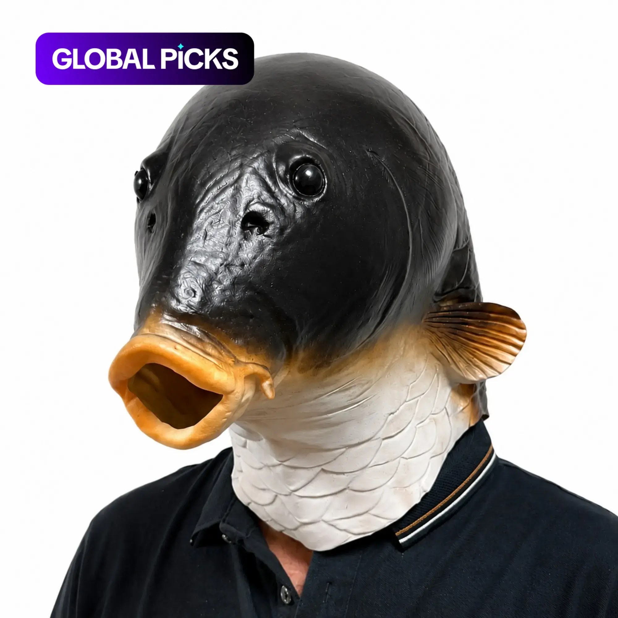 Realistic Fish Mask for Adults, Latex Mask, Funny Carp Animal Head Cover, Novelty Big Mouth Fish Gag Gift, Halloween & Cosplay Party Prop