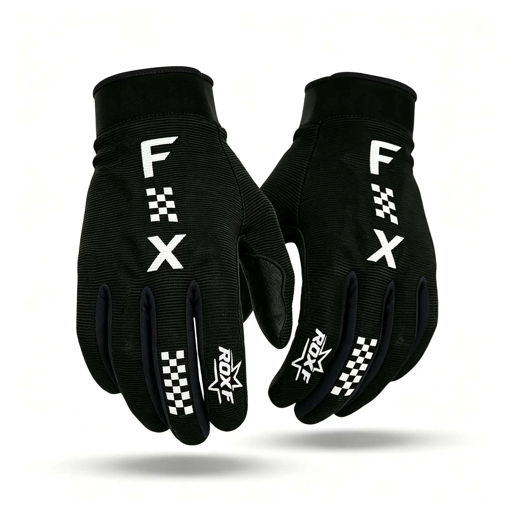 Unisex Full Finger Checkered Print Motocross, Cycling, Dirtbike Gloves Hook And Loop Breathable Microfiber Fingers Anti Slip Palm Multi Colors Lightweight For MTB Dirt Bike ATV BMX Racing Outdoor Protective Riding Glove