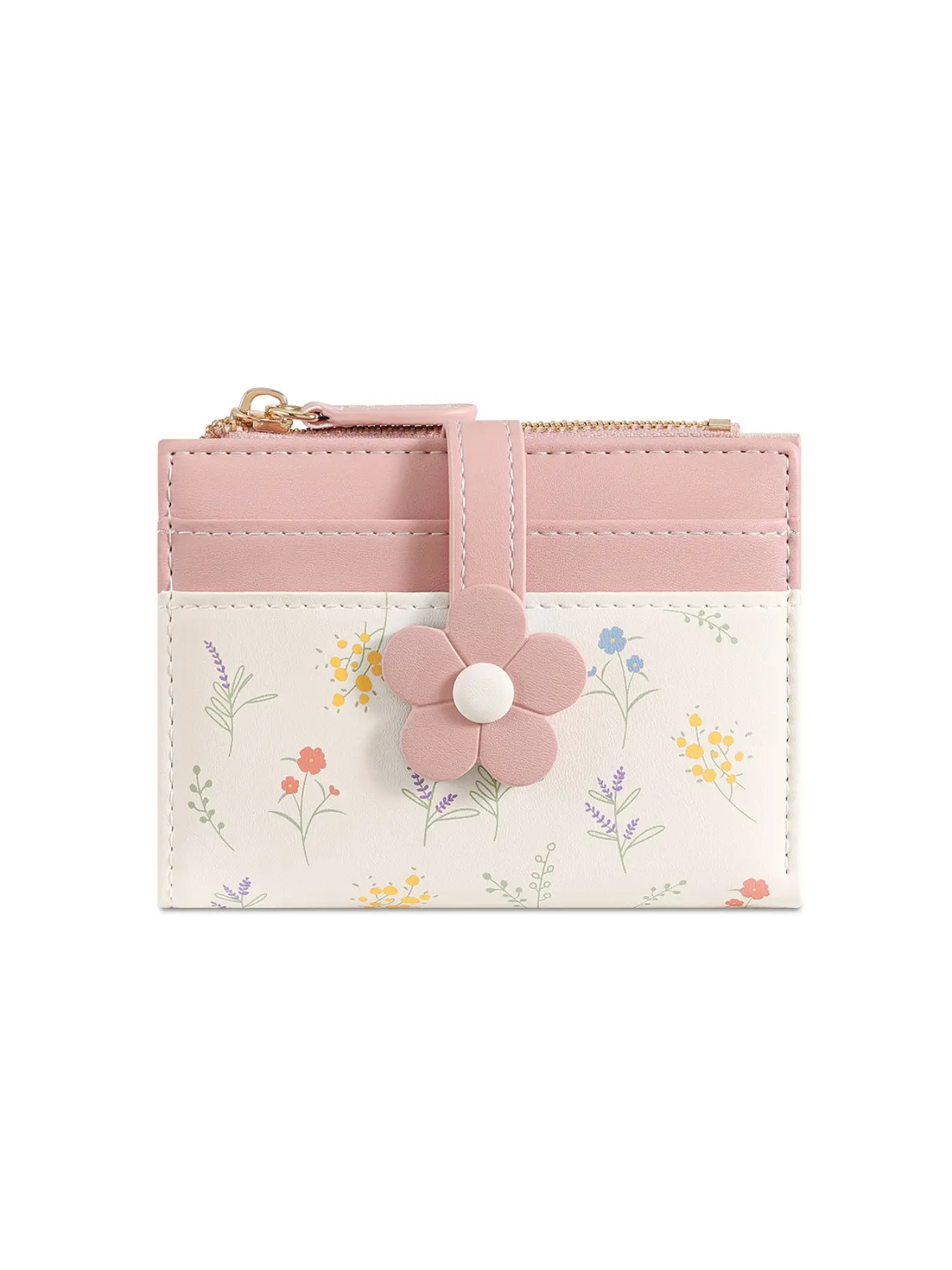 New Small Charming Style Short Women's Wallet, Trifold Wallet, Cute Floral PU Leather Coin Card Holder, Colorblock Purse for Students, Portable Wallet