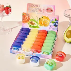 24-Piece Fruit Jelly Lip Balm & Mask Set, Long-Lasting Moisturizing, Moisturizing Lip Balms, Colorless, Suitable for Light Skin Tone Women, Perfect Gift
