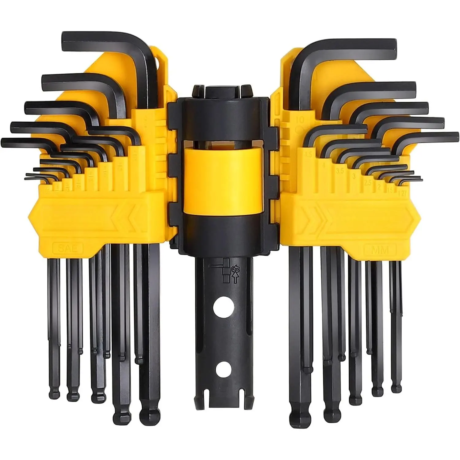 27- Long Arm Allen Wrench Set, SAE & Metric | Ball End, Hex L-Key Set, Portable Allen Key Set With Storage Rack for   Repair and General Applications