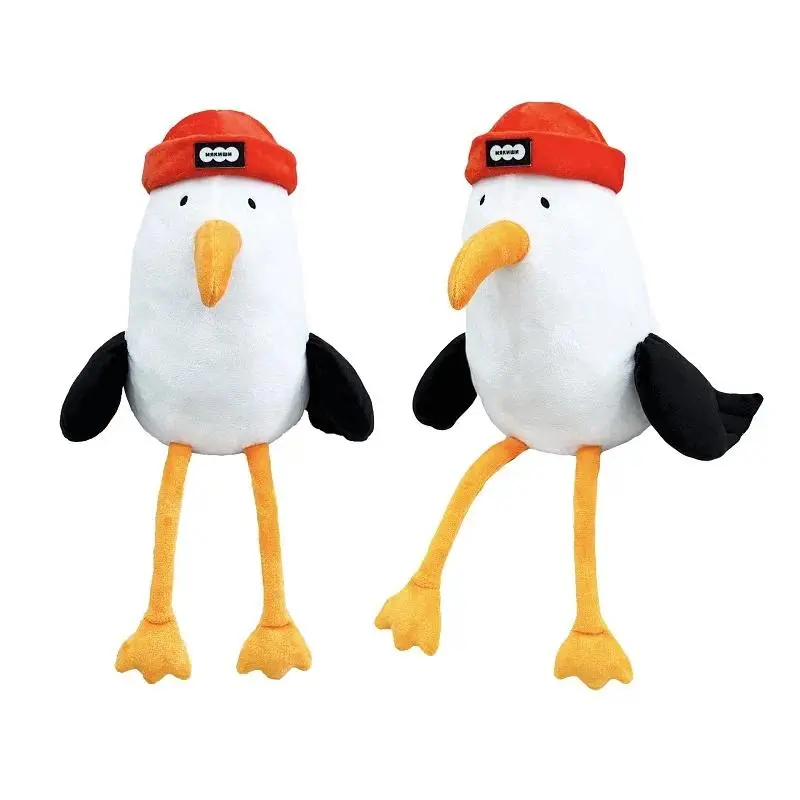 Cute Cartoon Red Hat Bird Plush Toy Adorable Arctic Animal Stuffed Plushie Super Soft Russian-Style Polar Bird Gift Kids Teens