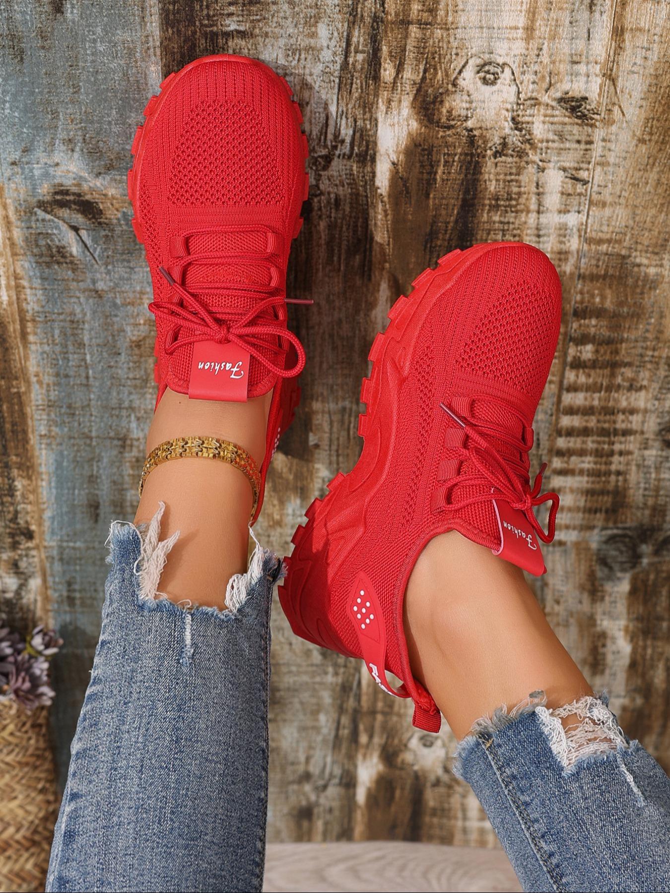 Women's Sporty Lace Up Low Top Sneakers, Casual Comfortable Breathable Running Athletic Shoes, Fashionable All-match Sneakers for Daily Wear