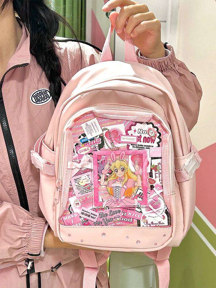 Y2K Cute Mini Backpack Women Fashion ItaBag Sweet Girl Transparent Rucksack DIY Personality Display Knapsack Lolita Shoulder Bag
