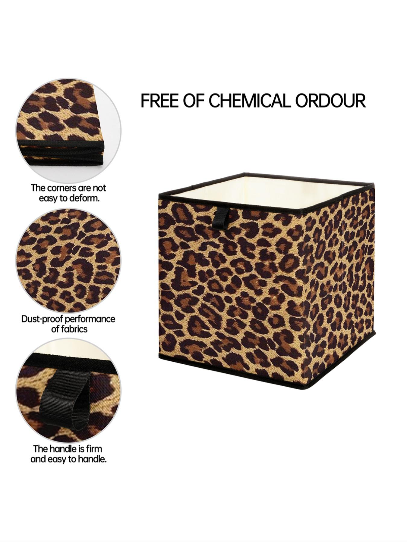 Leopard Print Open Storage Box, Stackable Drawer Organizer, Durable Multi-Functional Design for Home Dorm Room Organization