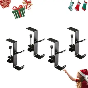 2 in 1 Adjustable No Drill Mantel Garland Hangers & Fireplace Stocking Hooks for Christmas Xmas Holiday Home Party Decoration