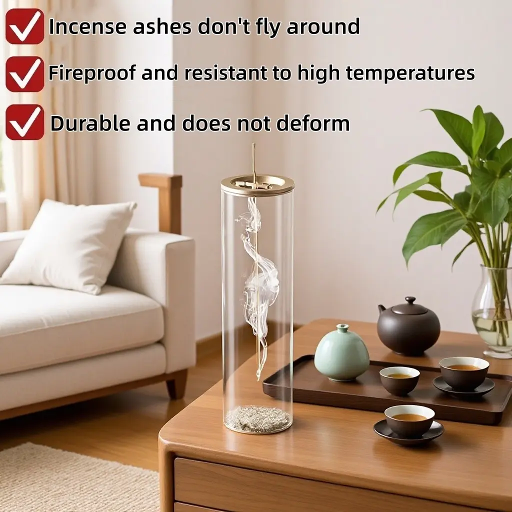 Electroplated Glass Incense Burner Dual-Use Home Fragrances (includes Sandalwood), Luxury Zen Style, Heat Resistant, Fireproof, Ideal for Home & Meditation Spaces, Diffusers for Home, Home Scent Diffuser