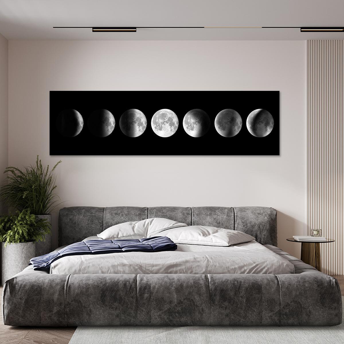 Moon Phase Pattern Unframed Painting, 1 Count Modern Artistic Canvas Wall Art, Wall Art Decoration, Wall Decor for Home Living Room Bedroom Office, Room Decor, Home Decor, Ornaments