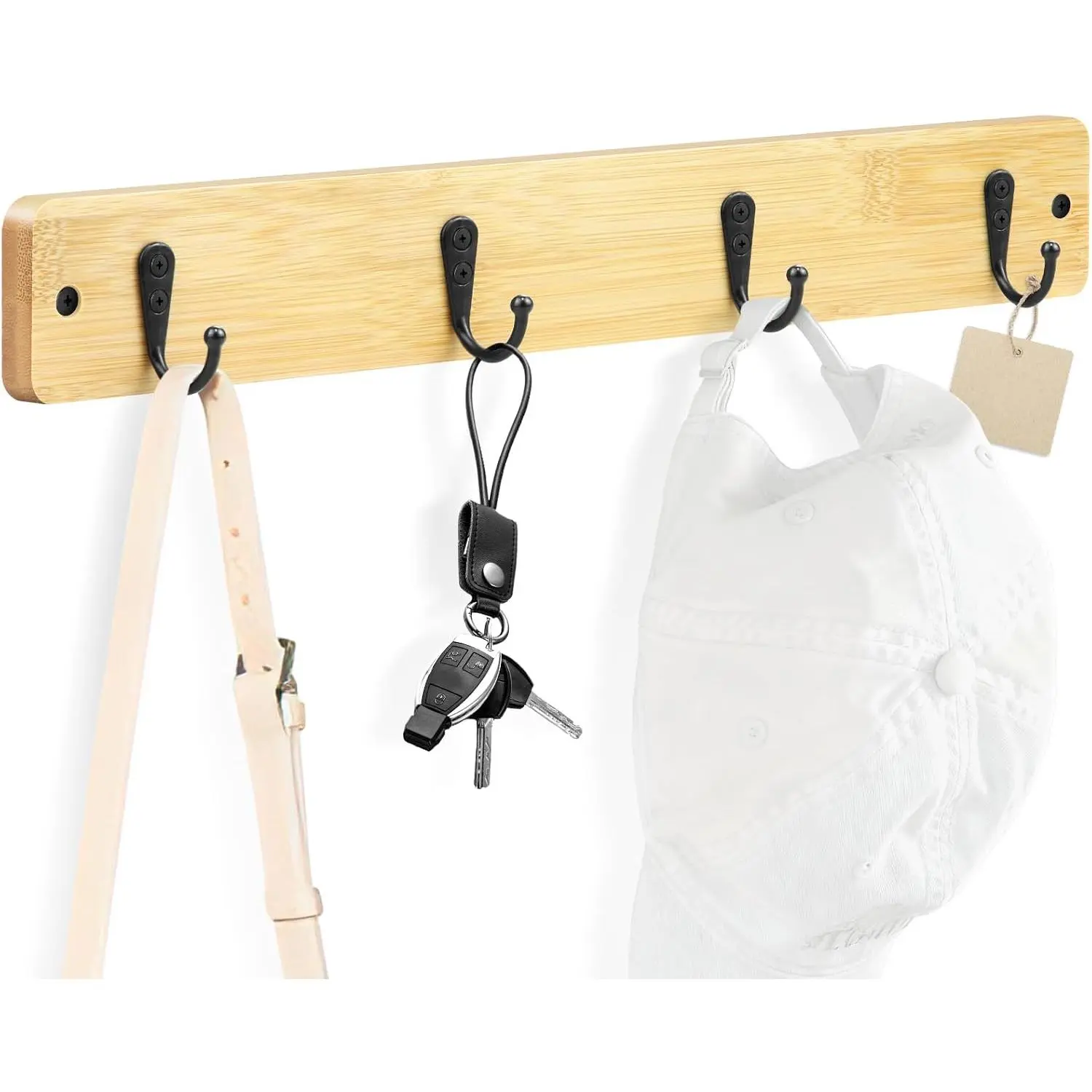 Coat Rack Wall Mount, 17 Inches Coat Hooks, Hat Rack for Walls with 4 Hooks, Wall Coat Hooks for  Clothes, Towels, Hat, Backpack, Purse (1Pack, )