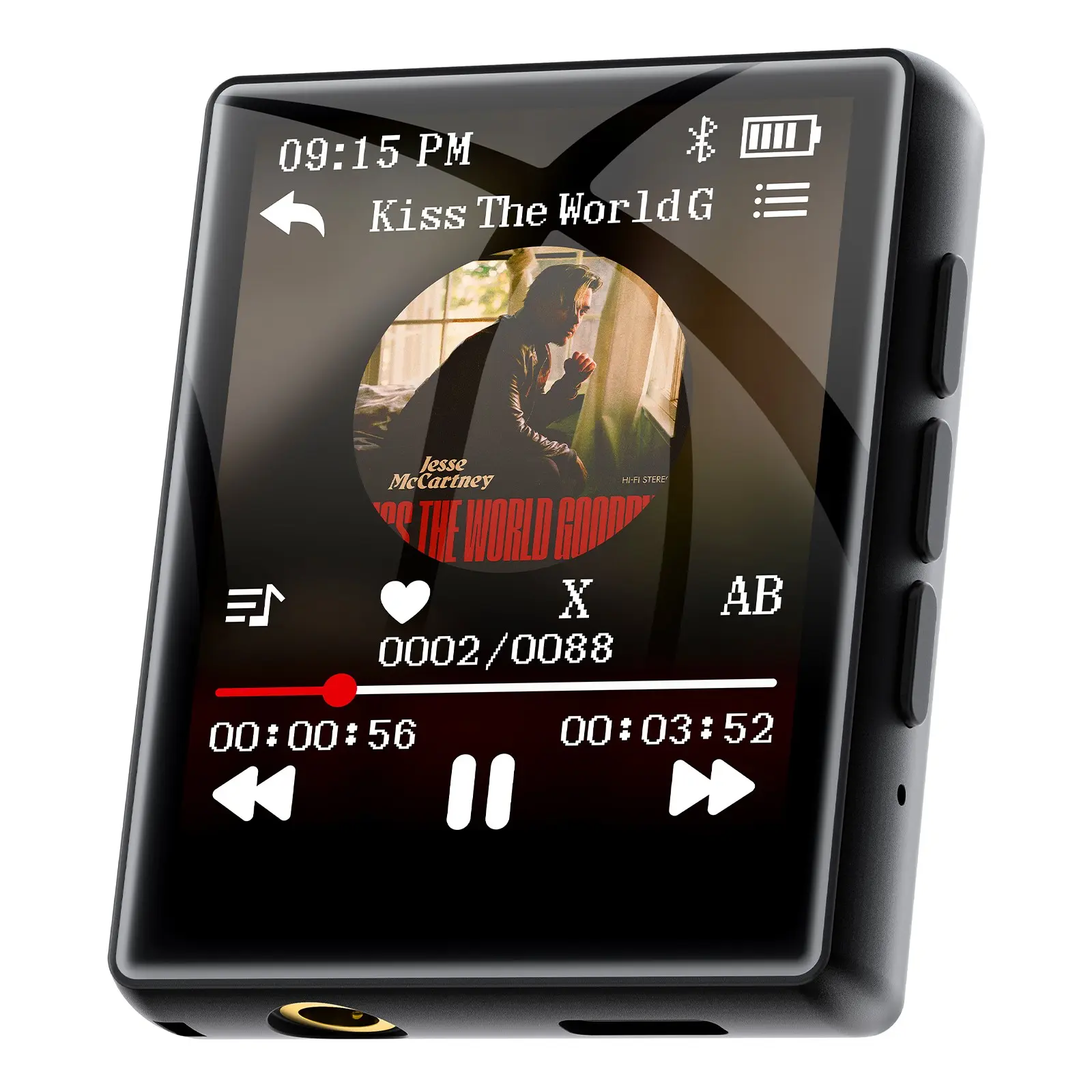 Bluetooth-compatible 5.3 Mp3 Player, Full Touchscreen Color Display, HiFi Lossless Music Player, Fm Radio, Recording, Up to 128GB Storage