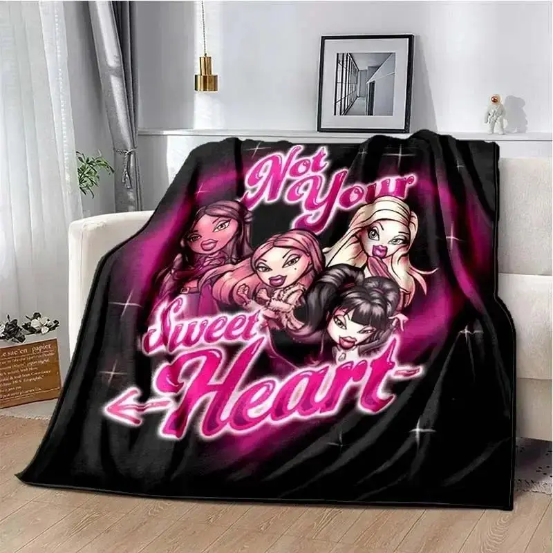 Bratz Y2K Fashion Girl Throw Blanket, Soft Plush Fleece Blanket for Bed Sofa Couch, Cozy Girly Room Decor Gift for Kids Teens Women and Fans