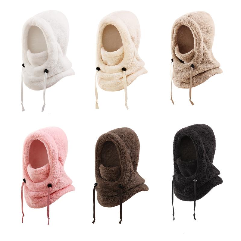 Cozy Winter Balaclava & Scarf Hat Set – Thick Plush Fleece, Windproof & Coldproof, Fashionable Thermal Mask for Women, Outdoor Travel & Daily Commute