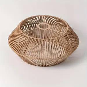 Handmade Traditional Style Non-Electric Woven Paper Rope Pendant Light Shade, Suitable for Restaurant Ceiling Lights, Includes Only Shade