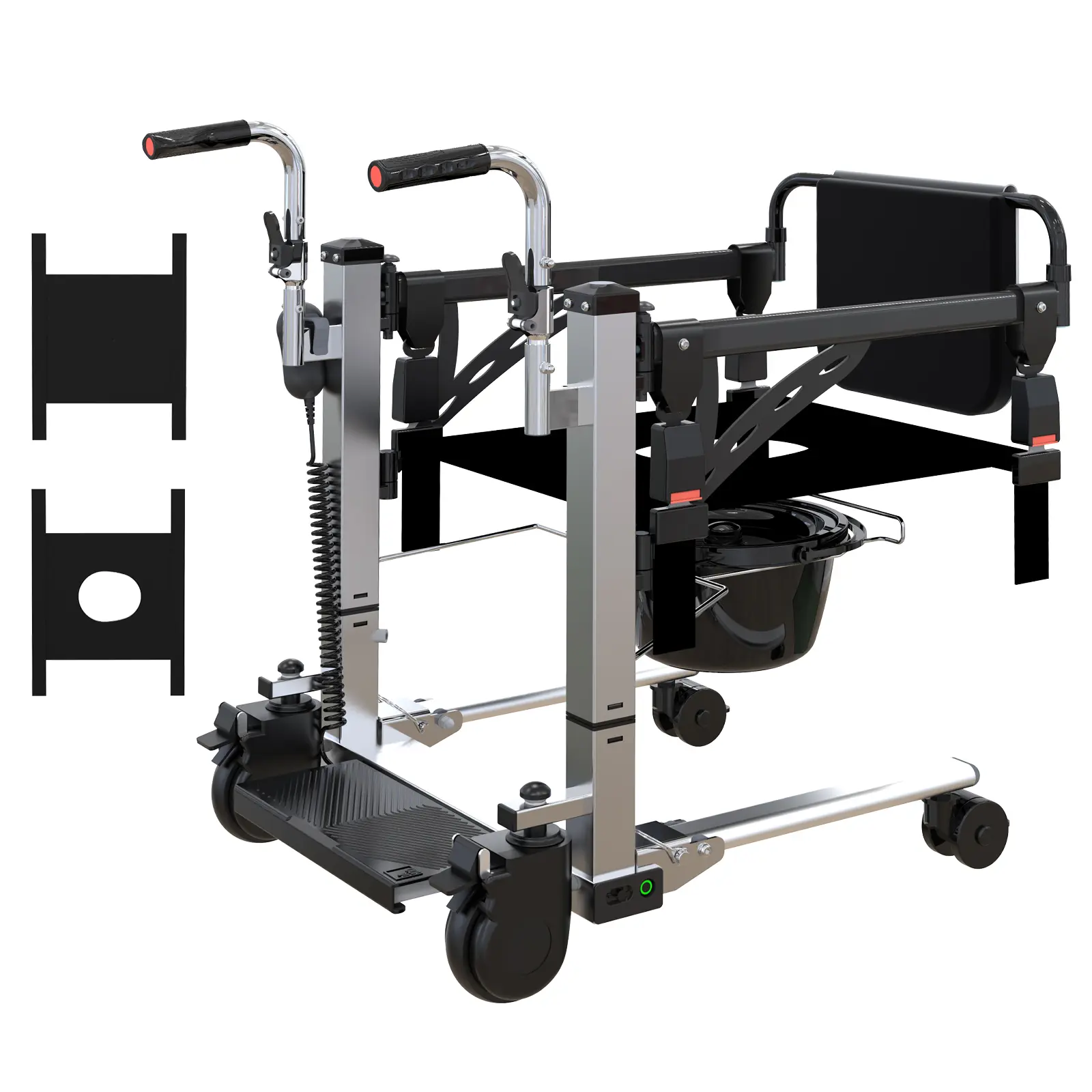 GAOMON Electric Patient Lift Transfer Chair – Hydraulic Wheelchair with 180° Swivel Split Seat, Bedside Commode & Bedpan – Portable SitStand-to-Stand Mobility Aid for Elderly, Home Use, Hoist Style