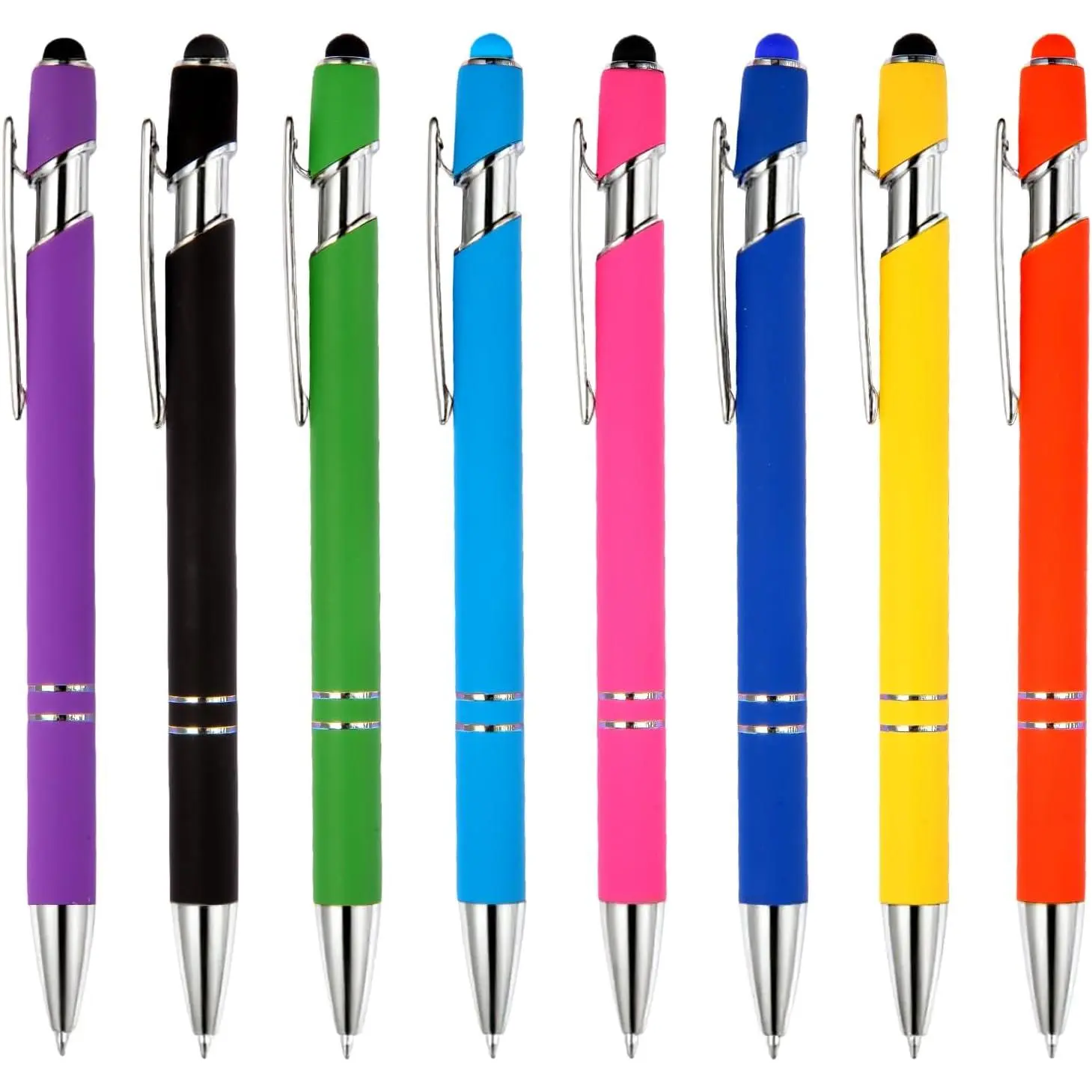 Ballpoint Pen 2-in-1 Stylus 8 Pack, Retractable Ballpoint Pen with Stylus tip Metal Stylus Pen for  Screens, 1.0 mm Black Ink (8 PACK)