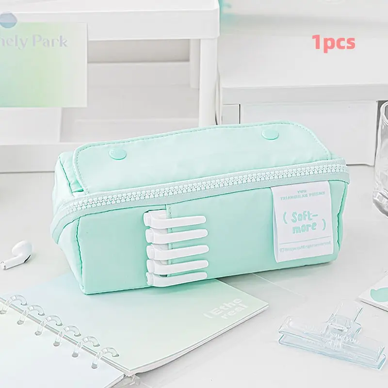 Rosyposy Prism Prism Pen Bag, Large Capacity Storage, Dual-Sided Tofu Shape, Zipper Closure, Ideal for School Supplies & Office Essentials