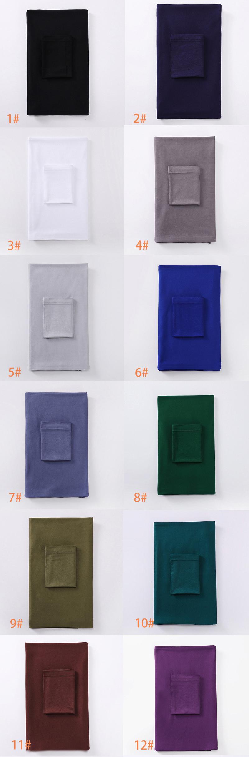 Women Muslim Modern Modesty Chic Solid Color Soft Jersey Hijab Tudung With Basic UnderCap Formal Spun Rayon Lightweight Breathable MH038 Beige Black