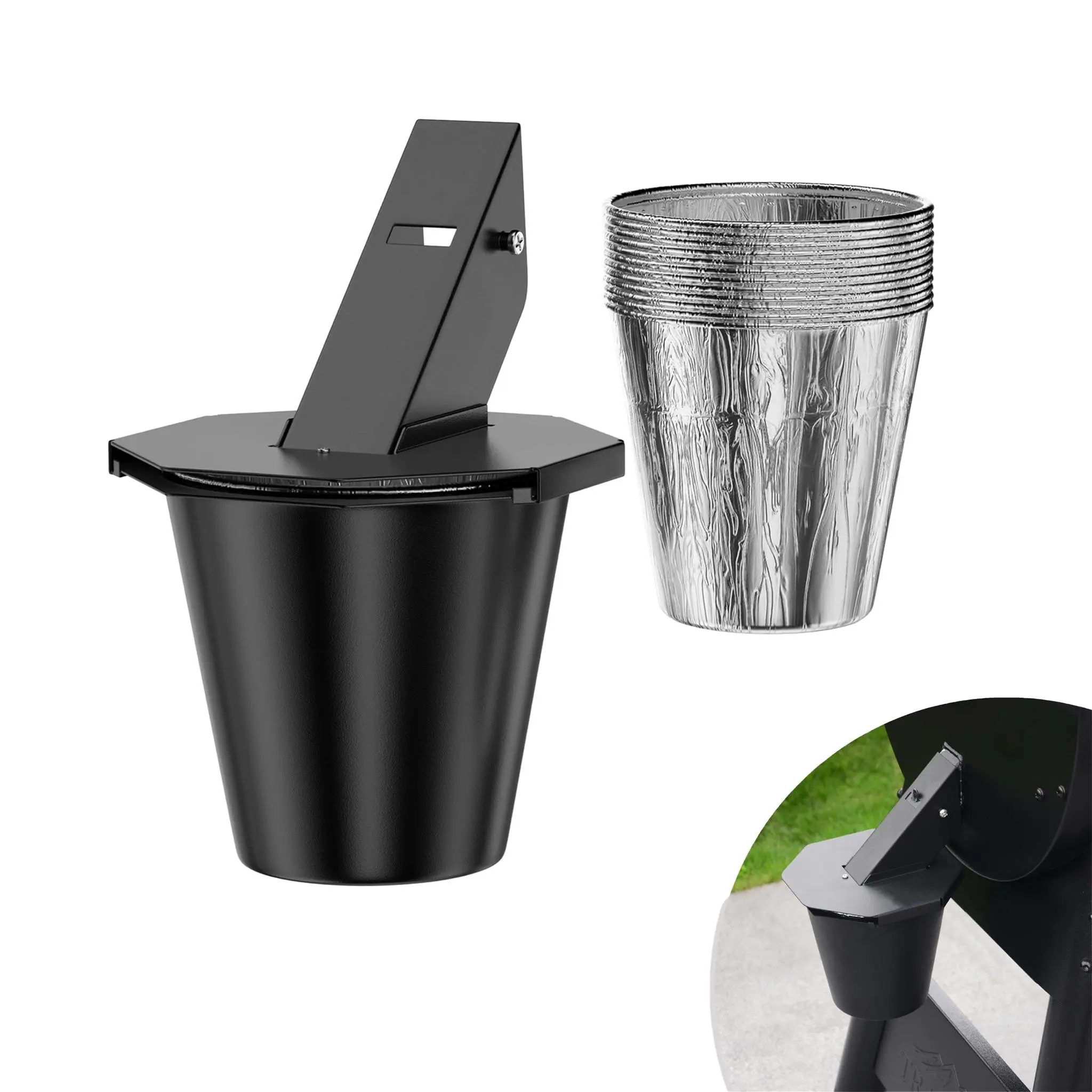 Upgrade Grilling Accessories Kit, Includes Lidded Grease Bucket & 12 Pads, Ideal for Most Grill Models, Perfect for BBQ Enthusiasts
