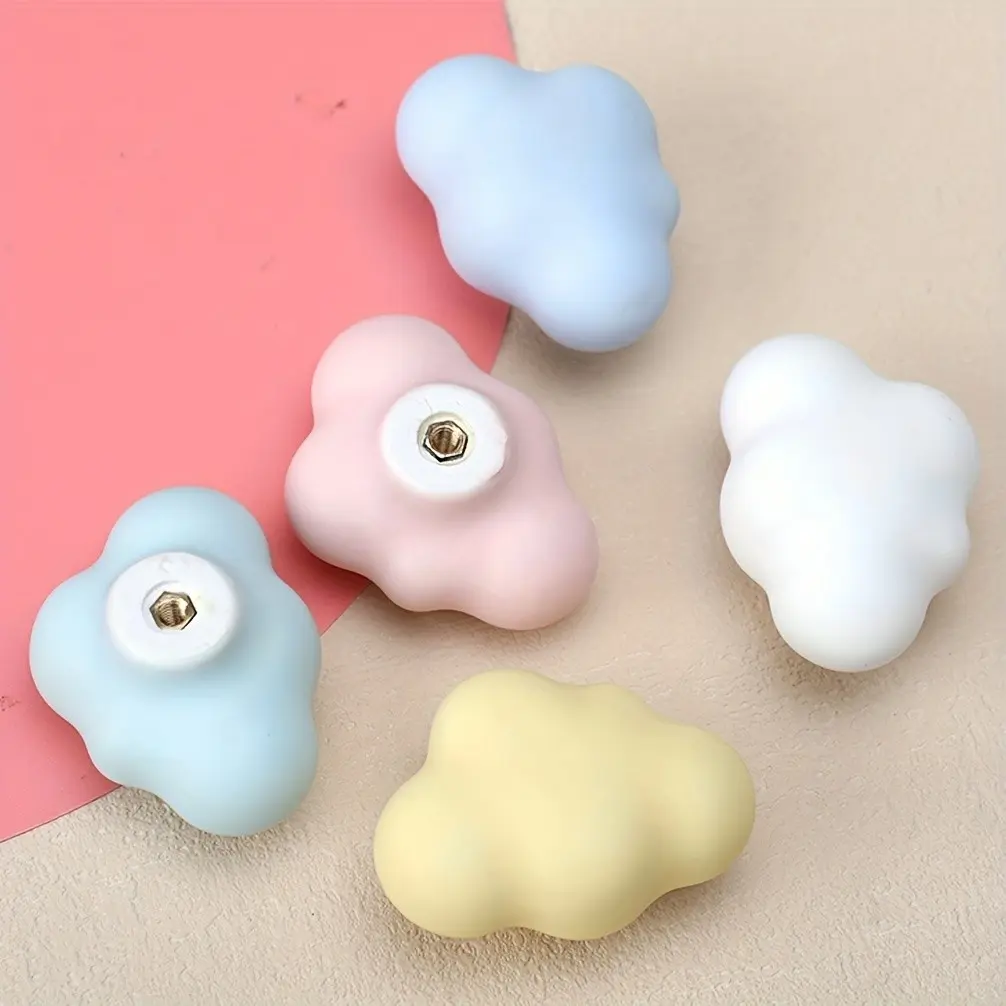 4Pcs Cloud Door Knobs Decorative Drawer Pulls, Pulls, Polished, Simple Single Hole, Handles Creative Cupboard Cabinet Knobs Home Decor