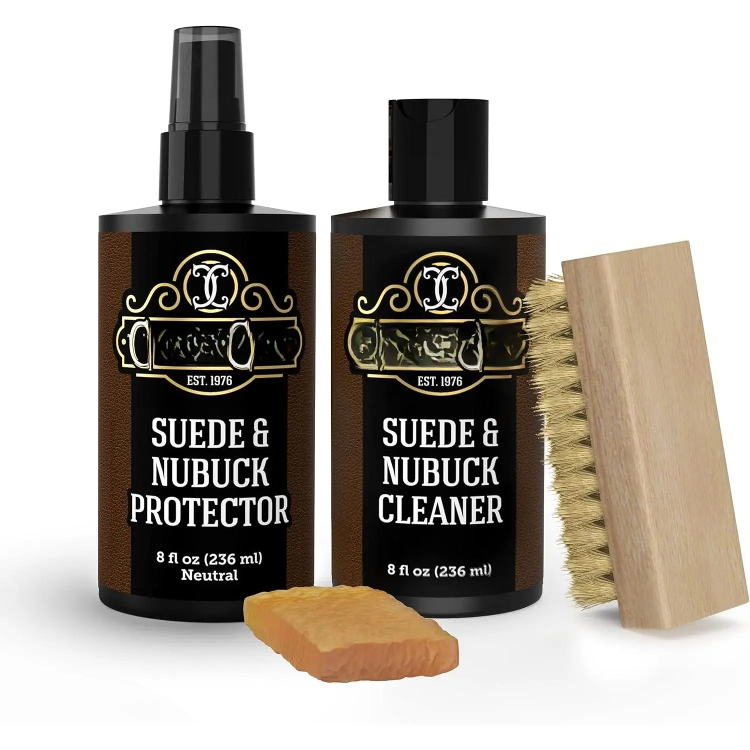 Suede and Nubuck  KIT - Cleaner and Protector with   Soft Hog Brush and Rubber Eraser