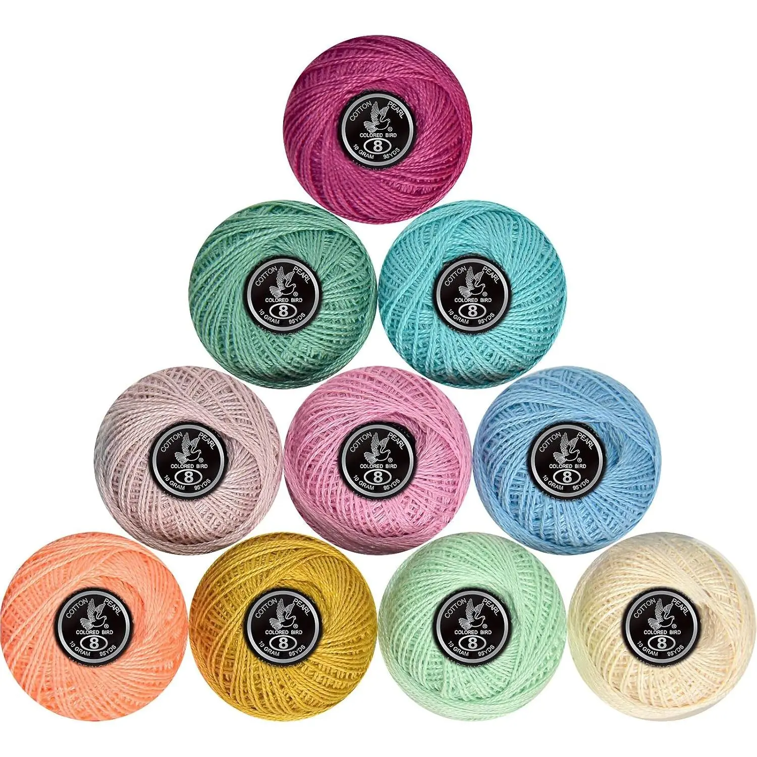 Soft 10 Colors Crochet Thread Doub Mercerized Egyptian Long Stap   Thread Ball 10Pack,  (Orange-morandi Pastel)