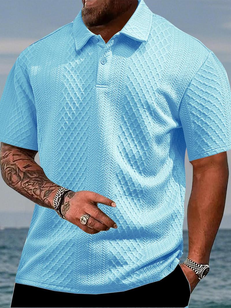 Men's Regular Fit Solid Color Polo Shirt, Casual Short Sleeve Collared Top for Summer, Fashion Men's Clothes for Daily Wear