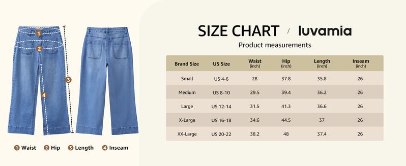 luvamia Wide Leg Jeans for Women Trendy High Waisted Flare Jeans Cropped Denim Pants Stretchy Baggy with Patch Pockets Bottom Womenswear Wideleg Basic bootcut jeans baggy jeans jeans for women Trouser