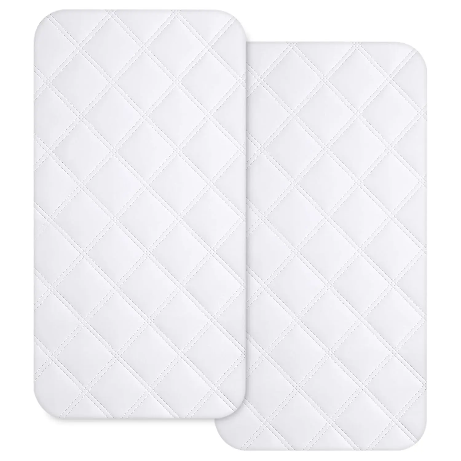 Waterproof Bassinet Mattress Pad Cover 2 Pack Fit for Rectangle Bassinet Mattress, Baby Bassinet Mattress Protector for Boys and Girls 34X19in