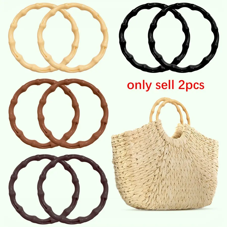 2pcs Plastics Bamboo Rings for DIY Sewing & Bag Making - O-Ring Handles, Bohemian Craft Supplies, Bag Accessories for Handbags, Wallets, Pouches - High-Quality Durable Bag Hardware, Decorative Tassels, DIY Handmade Wallet Materials
