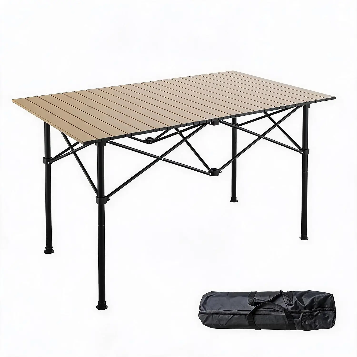 Camping Table, Folding Portable Aluminum Lightweight Roll Up Table | Compact Metal Camp Coffee Table with Carrying Bag for Camping, Picnic, Backyard, BBQ, Waterproof & Durable