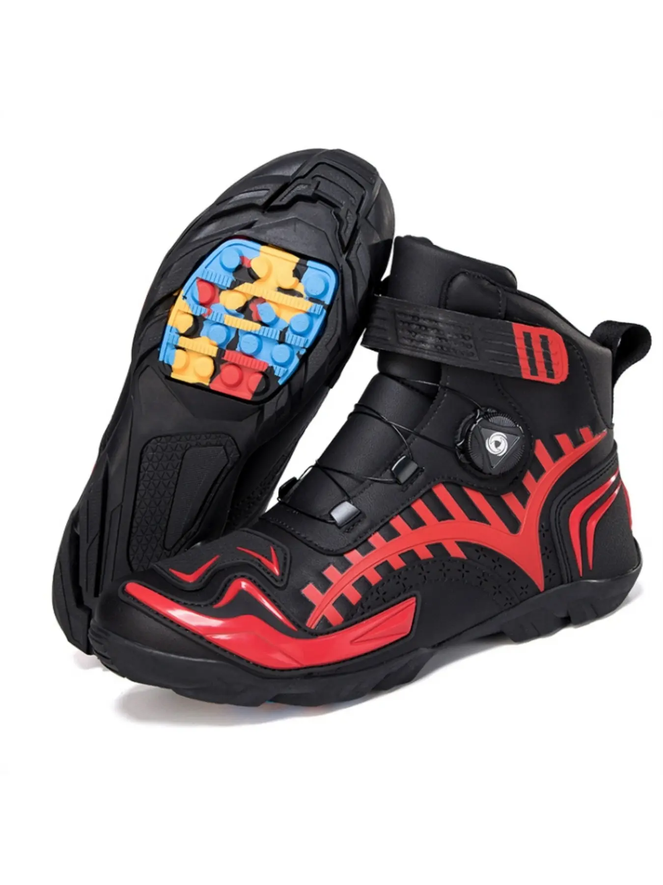 Men's Motorcycle Riding Boots, Anti-Slip Rubber Durable Comfortable Racing Shoes, Waterproof Outdoor Footwear, Water Resistant Footwear, Waterproof Protective Design, Ideal for Motorbike Enthusiasts