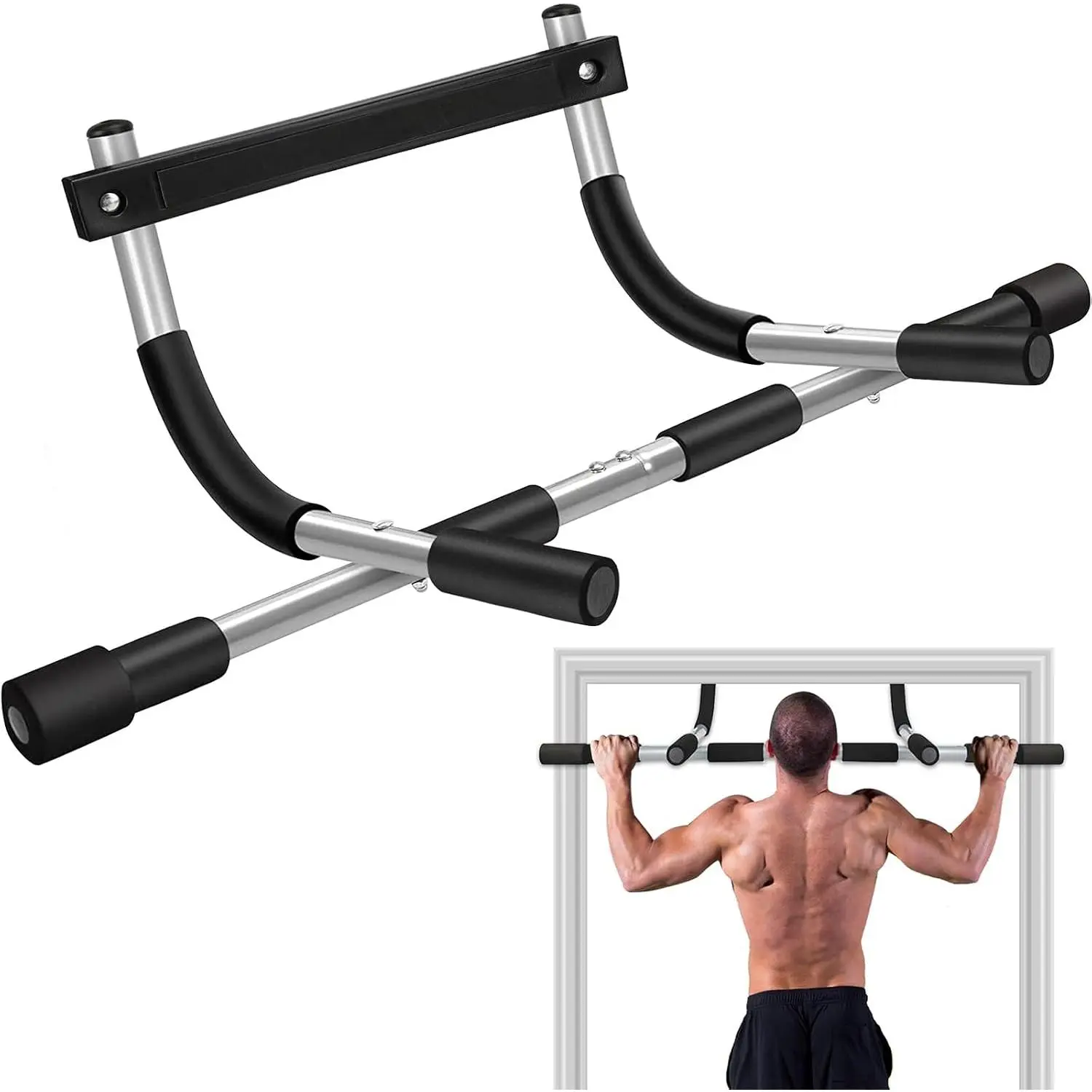 Pull Up Bar for Doorway, Heavy Duty Chin Up Station for  Gym, Multi-Grip or Adjustable Door Frame Exercise Equipment for Upper  Strength
