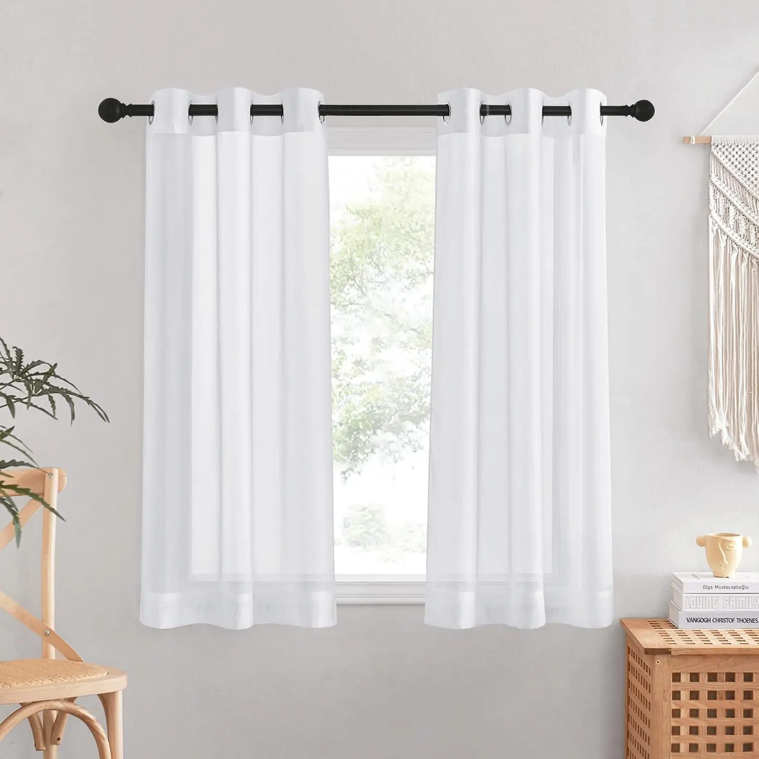 NICETOWN Sheer Curtains Grommet Curtains Voile Textured Soft Lightweight Window Treatments for Kitchen Cafe