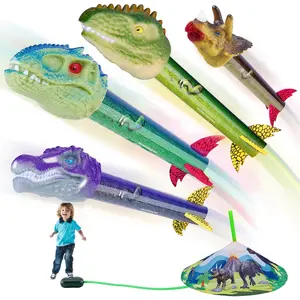 Dinosaur Toy Rocket Launcher for Kids - Launch Up to 100 Ft, 4 Rockets, Outdoor Outside Toys for Kids, Dinosaur Toys, Birthday Gifts for 3 4 5 6 7 8-12 Year Old Boys Girlsfidget toys